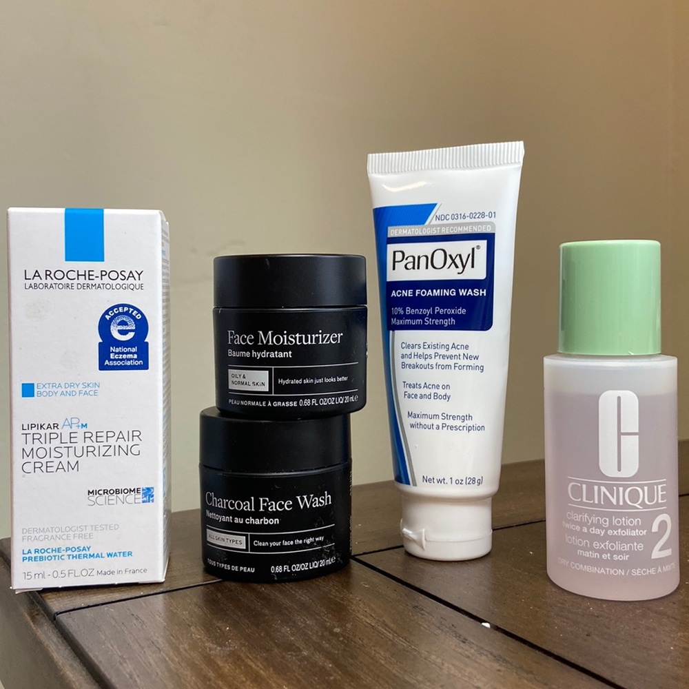 Skincare sampler set of 5 - Clinique, La Roche-Posay, Lumin (2), Panoxyl